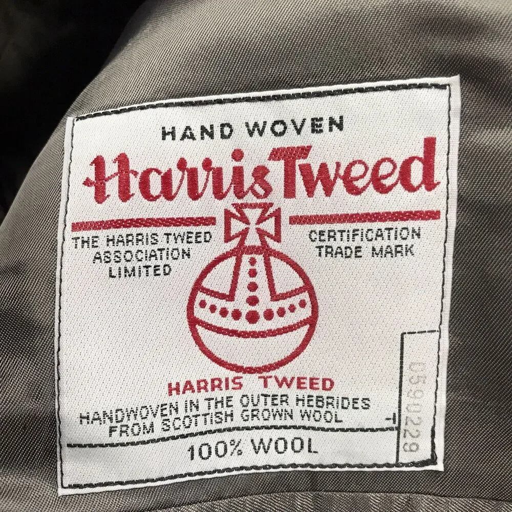 ALEXANDRE London Harris Tweed Sport Coat Men 44 Gray Vintage Hand Woven